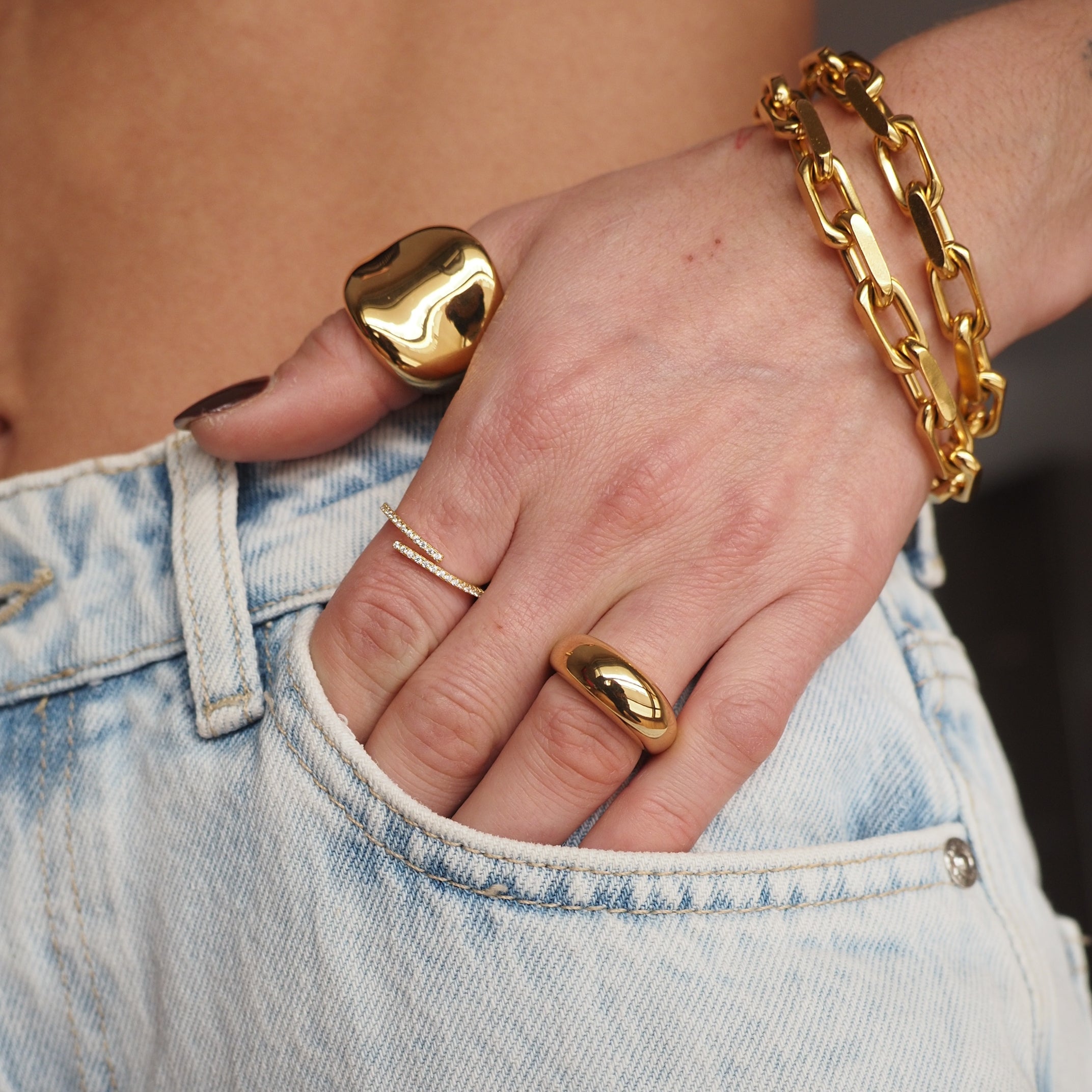 Anillo XL Curvado Oro